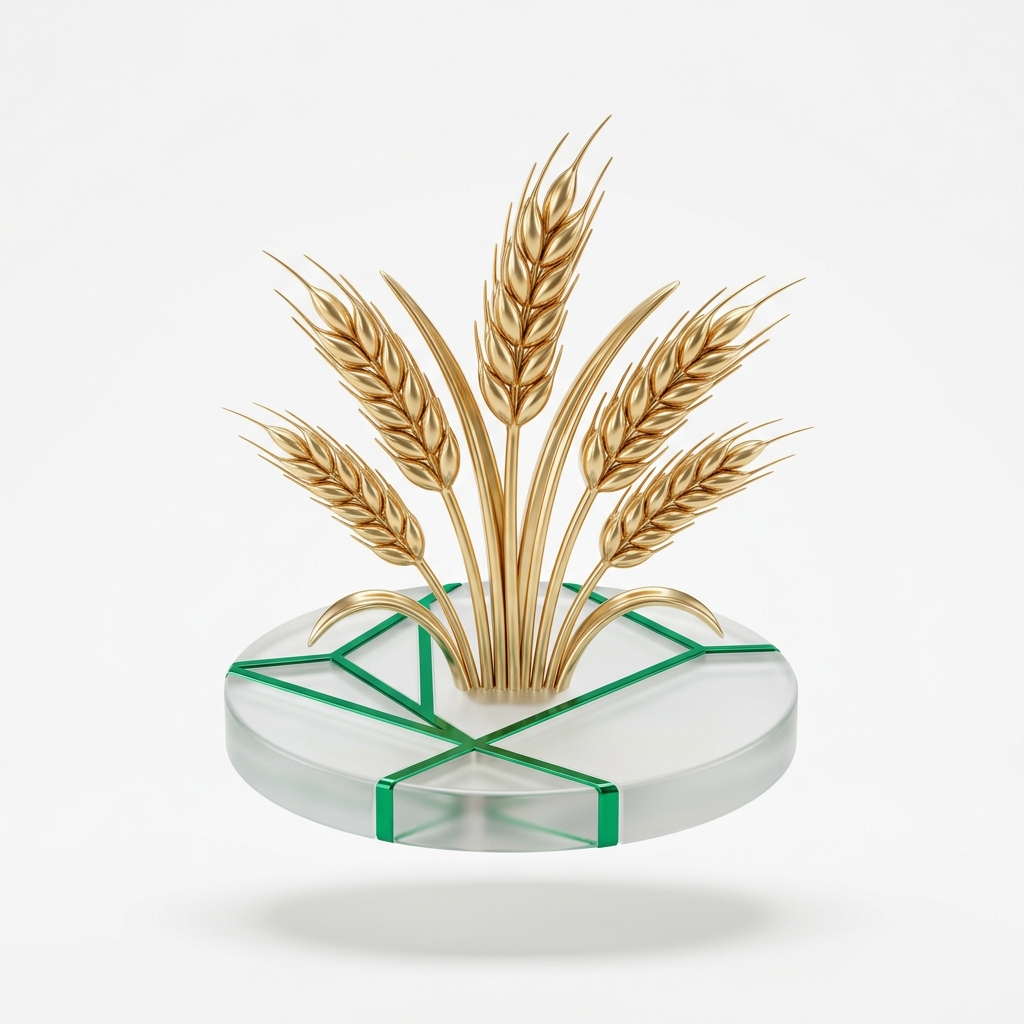 3D ikona agropodnikĂˇnĂ­ â€” zlatĂ© klasy pĹˇenice jako prĂ©miovĂ© aktivum